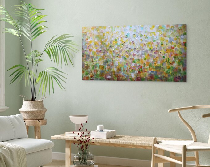 Summer Vibes Vacation Abstract Painting 36x18 Original Textured Contemporary Art Signed COA