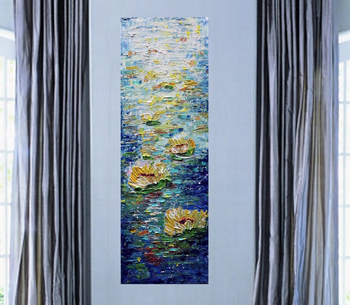 Water FLOWERS Vertical Wall Art ORIGINAL PAINTING Abstract Etsy