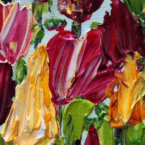 Original Oil Painting Tulips Spring Flowers Impasto Art SMALL CANVAS ...