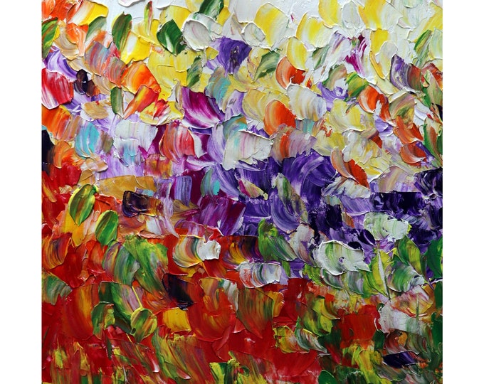 Symphony of Petals no 3 Original Oil Painting Modern Canvas Art by Luiza Vizoli