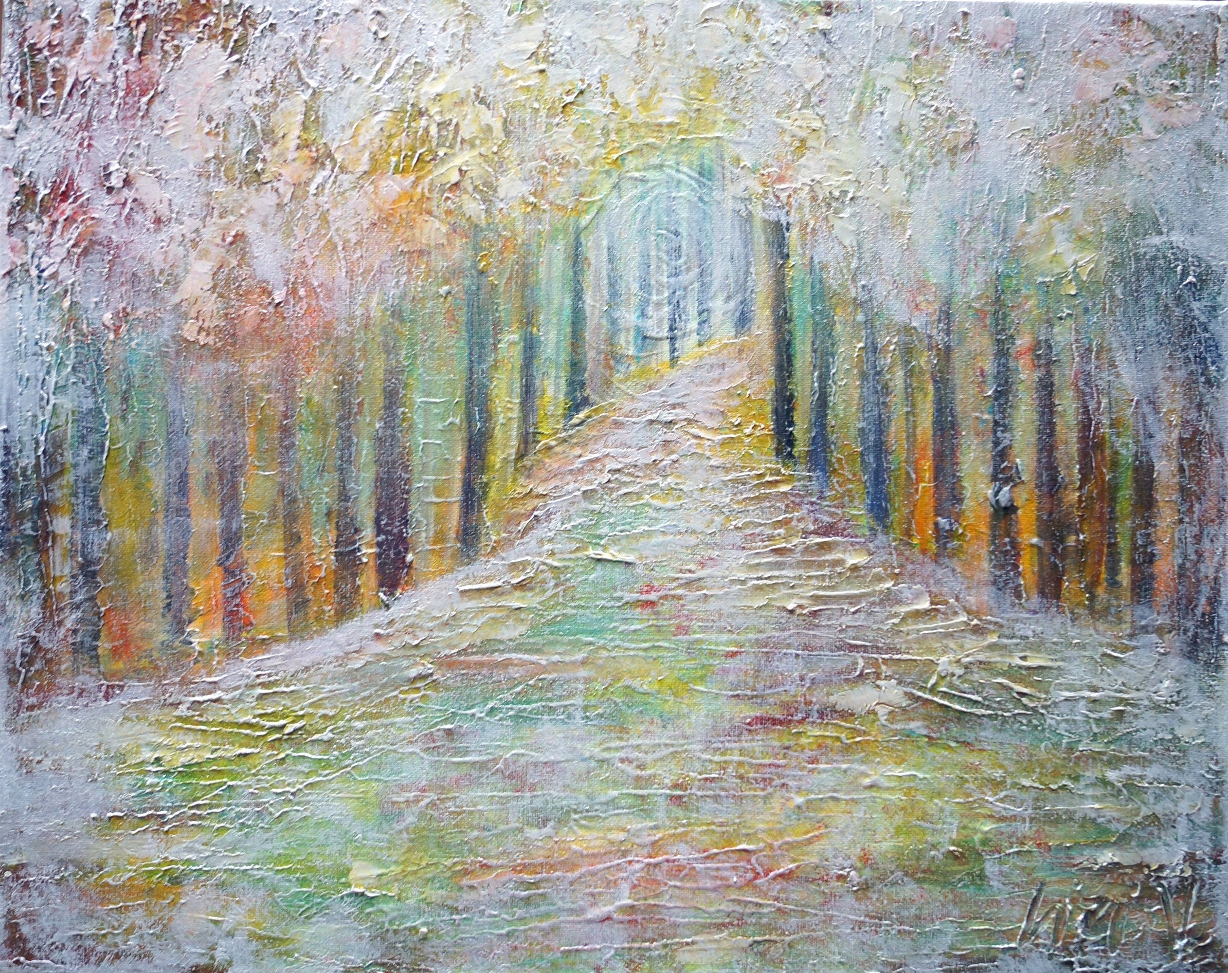 WINTER FOREST Original Painting Textured Palette Knife Impasto Art by ...