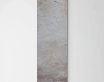 Tranquility Moments, Neutral Textured Abstract Painting 10x30, Japandi Wall Art