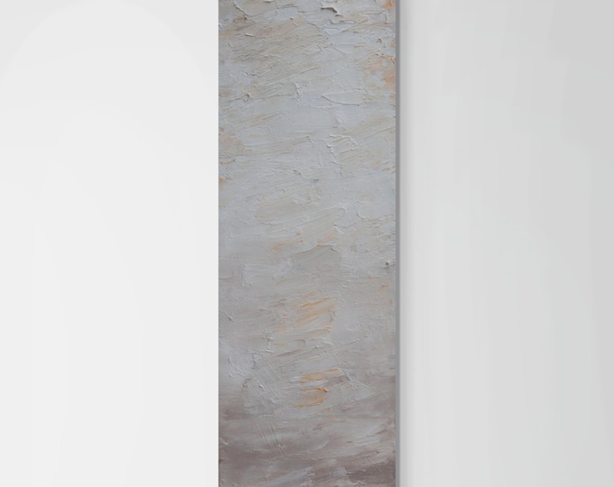 Tranquility Moments, Neutral Textured Abstract Painting 10x30, Japandi Wall Art