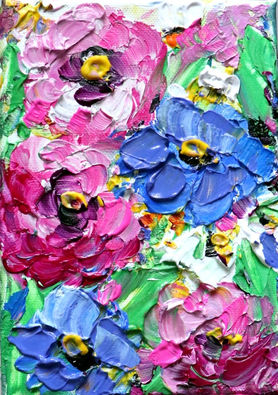 Original Zinnia Oil Painting: Abstract Impressionist Floral Art