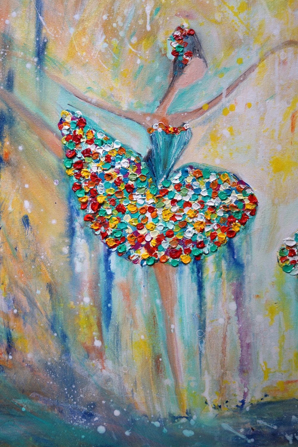 BALLERINAS Modern Painting on Canvas 36x24 Textured Colorful Girls ...