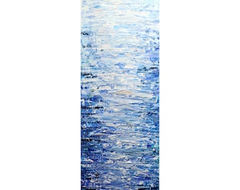 Calming water artwork, abstract blue water painting, textured gallery wrapped canvas, modern wall decor, tranquil ocean art, gift idea