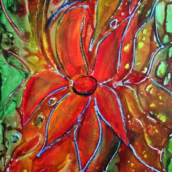 PASSION FLOWER Original Abstract Fantasy Modern Oil Painting on SALE