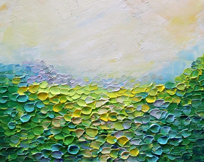 Original Textured Landscape Painting - Summer Vibe Square Canvas by Luiza Vizoli - Oil Acrylic Impasto Palette Art, Ready to Hang, Signed