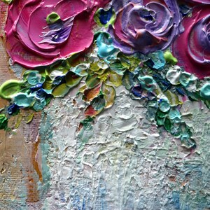 Original Ranunculus Flowers Pink Lavender Purple Fuchsia Colors Impasto Oil Canvas Art by Luiza Vizoli image 9