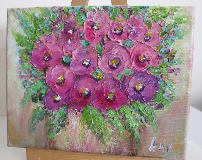 Pink Blush Floral Bouquet, 10x8 Canvas Painting