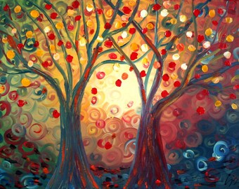 Celebrating Life Original Fantasy Oil Landscape Painting on Canvas by Luiza Vizoli