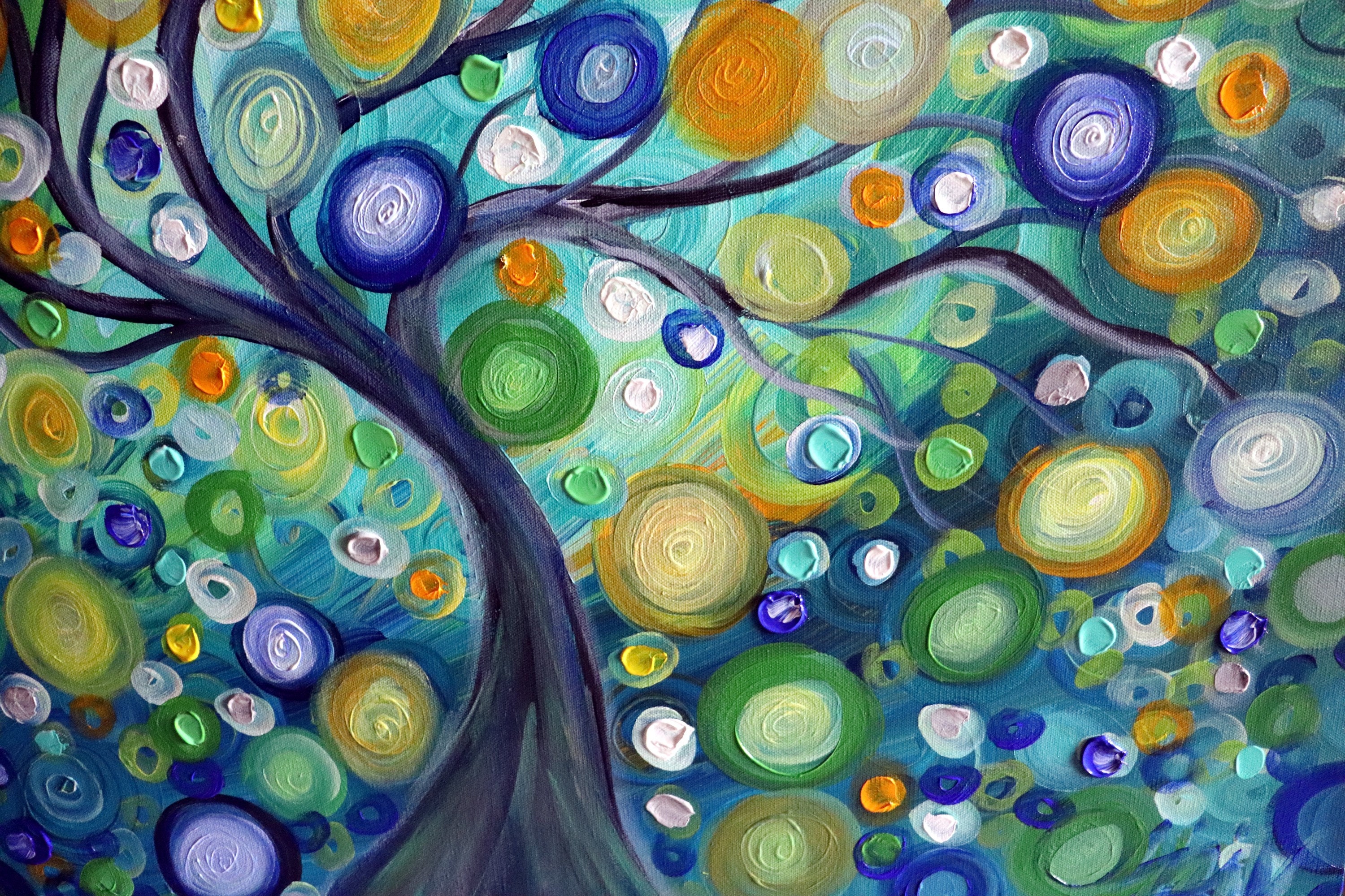 Rain Tree of Life painting inspired by the summer rains, Abstract