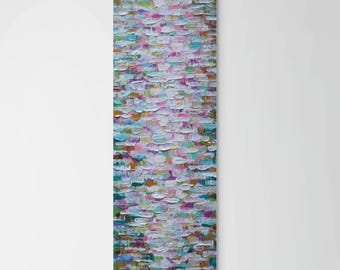 Abstract Coastal Spring Original Painting Pink Blue Green Textured Beach Wall Art