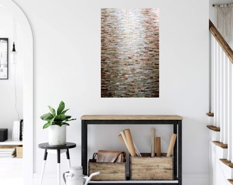 Rustic Bliss: Cozy Afternoon Earth Tones Abstract Painting, Textured Acrylic & Oil, Neutral Warm Colors, Hand-Painted, Signed by Artist