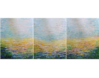 Abstract Landscape SUMMER in PROVENCE Original Painting Triptych Art, Set of 3 canvases