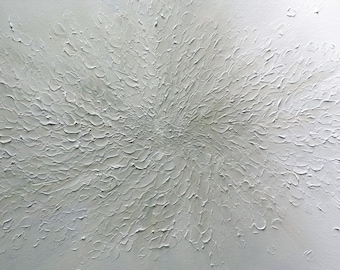 Textured White Abstract Painting: Large Modern Canvas Art (48x24)