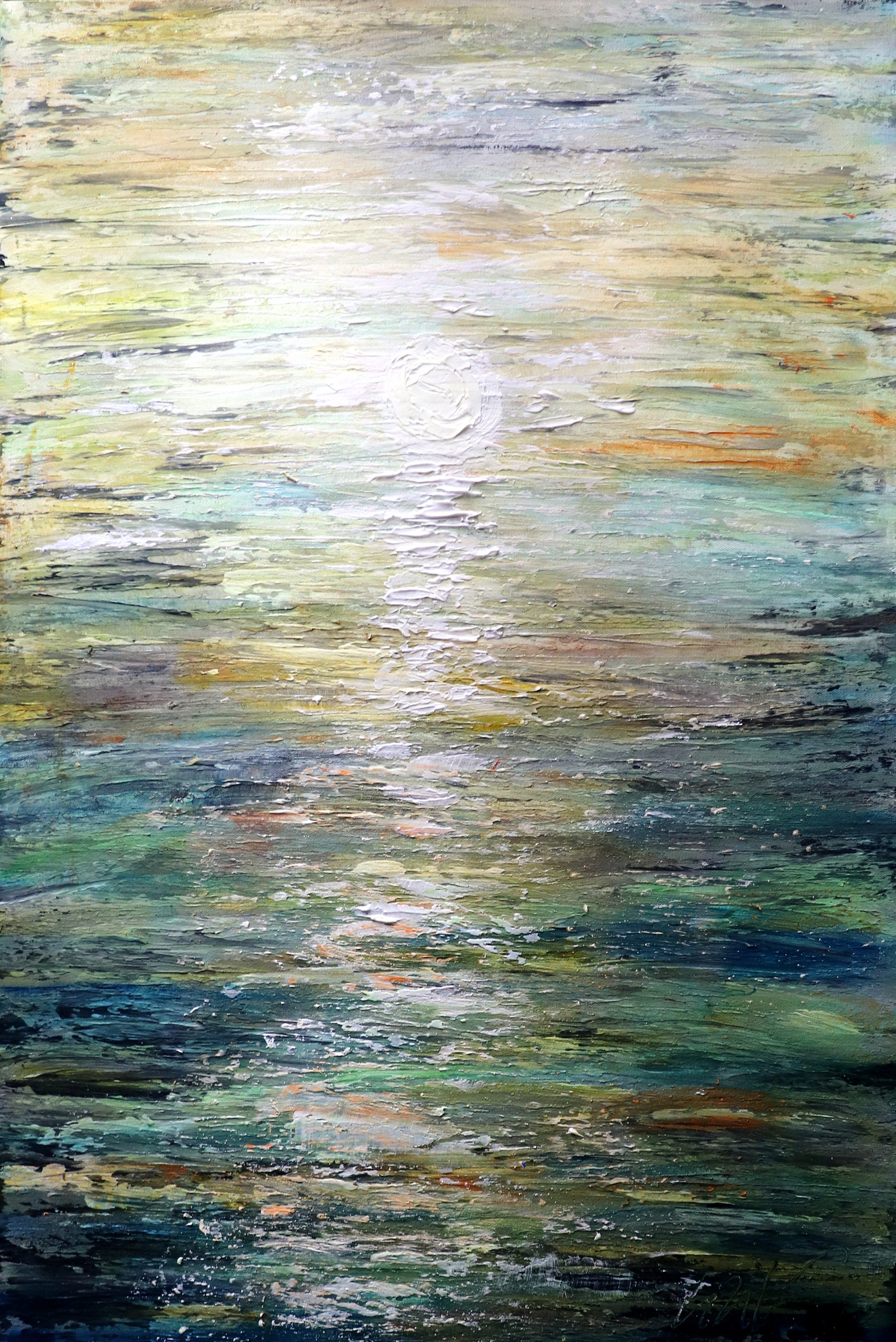Relaxing Moon Set Over Ocean Beach Original Painting Seascape At Night Ocean Night Painting Art By Luiza Vizoli