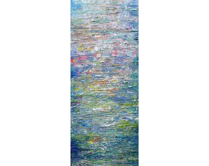 Water Mist Tall vertical wall art ORIGINAL PAINTING Different Sizes Available, Long Narrow wall decor for staircase, bathroom, entryway