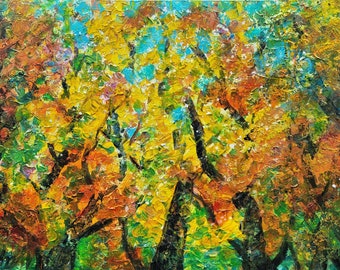 Fall Colors in Minnesota Autumn Emotions, Joy and Light Original Painting Aspen Trees Fall Time Up North