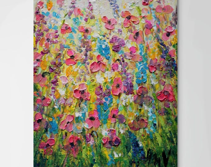 Vibrant Wildflowers Meadow – Original Oil Painting