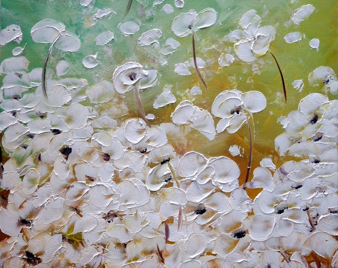 FLOWERS in the MORNING Mist Palette Knife Oil Artwork on Canvas by Luiza Vizoli Made to Order