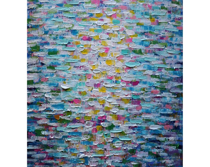 Spring Vibes Abstract Acrylic Painting 16x20 Textured Colorful Art Signed COA