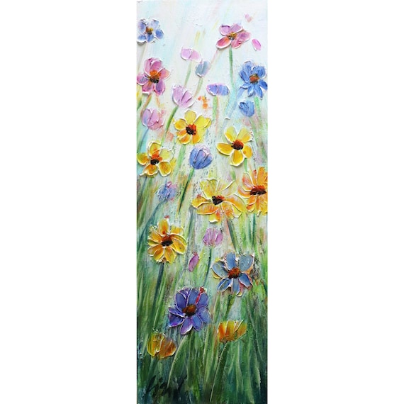 Flowers Prairie Wild Tall Vertical Wall Art ORIGINAL PAINTING Etsy