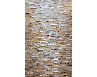 Textured Abstract Oil Painting: Beige Cream Neutral Wall Art