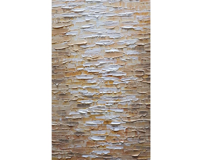 Textured Abstract Oil Painting: Beige Cream Neutral Wall Art