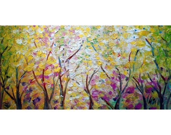 Huge Canvas Painting FALL RAINDROPS Upscale Landscape Artwork by Luiza  Vizoli other dimensions available 60x36, 60x40, 72x36