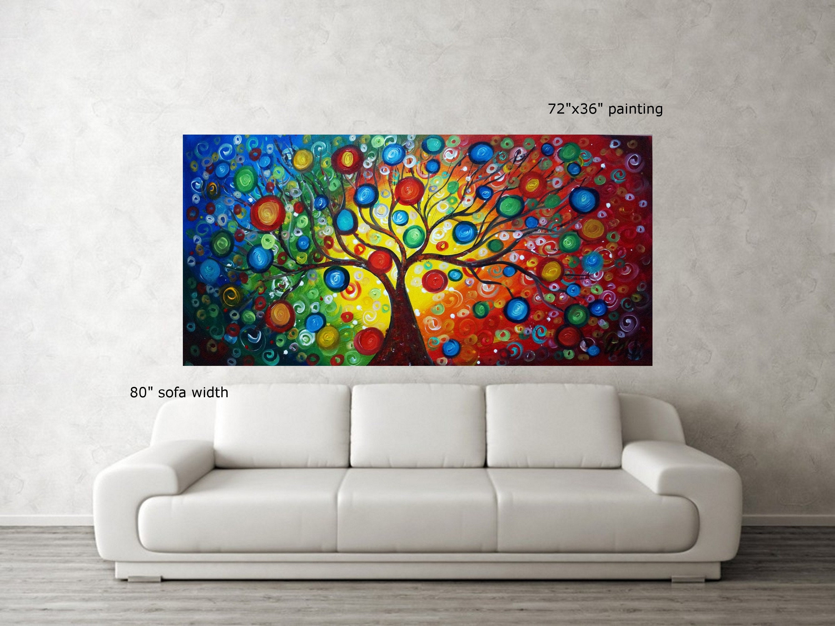 72x36 XXL HUGE Painting Seasons of Joy Extra Large Canvas Ready to Hang  Landscape Colorful Tree of Life