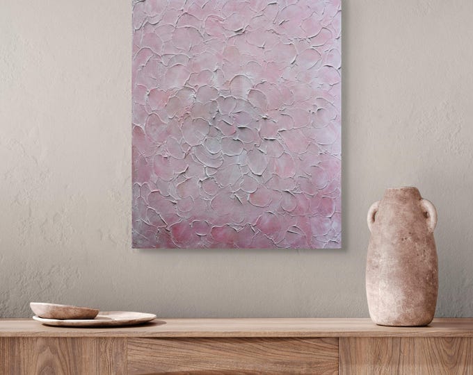 Textured Blush Abstract Painting 16x20, Wabi-Sabi Neutral Canvas, Earth Tone Decor