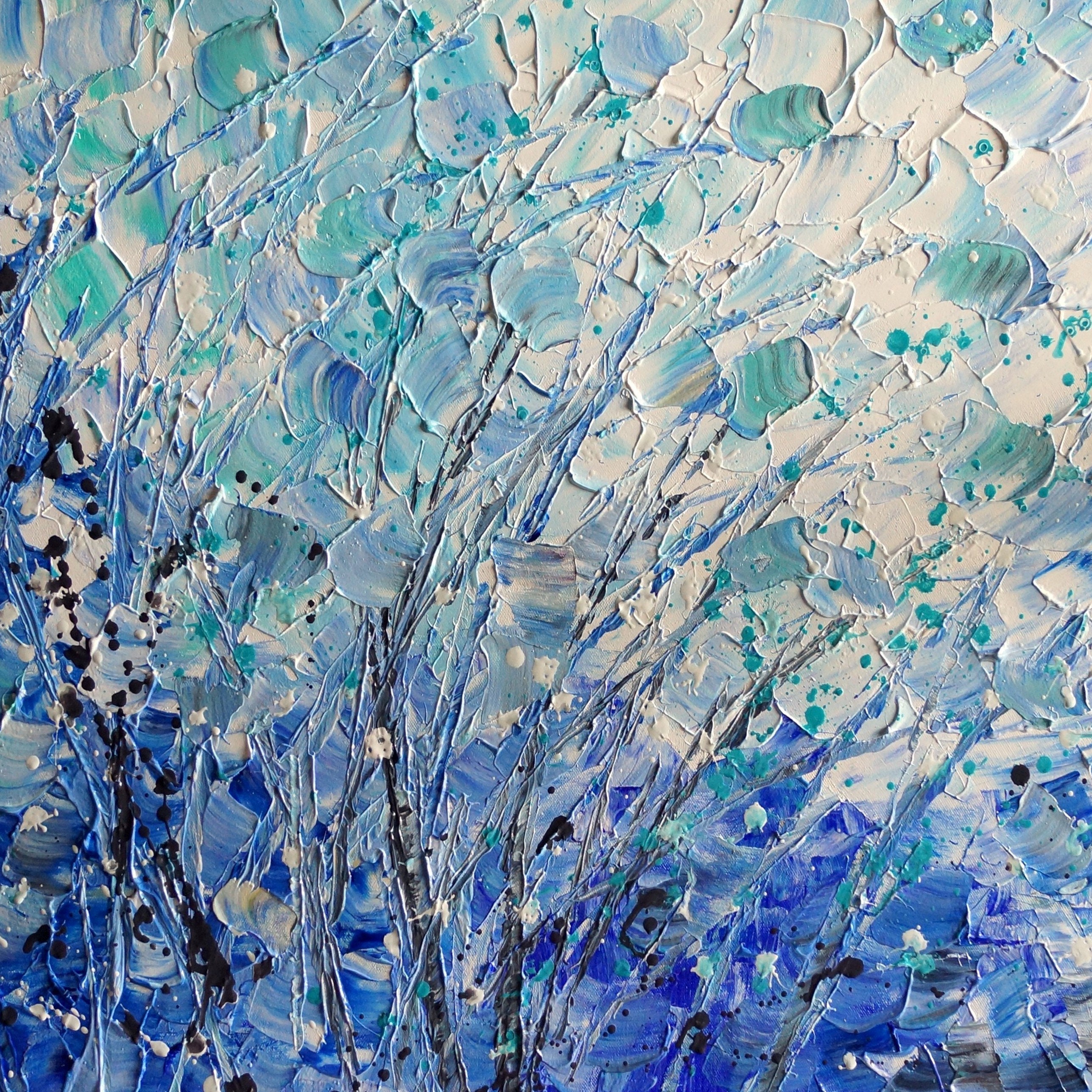 Huge Canvas Painting FALL RAINDROPS Upscale Landscape Artwork by Luiza  Vizoli other dimensions available 60x36, 60x40, 72x36