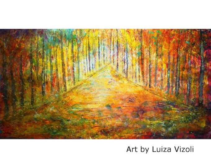 Large Canvas Painting Original Wall Art SUNSET Trees Landscape HUGE Art by Luiza Vizoli