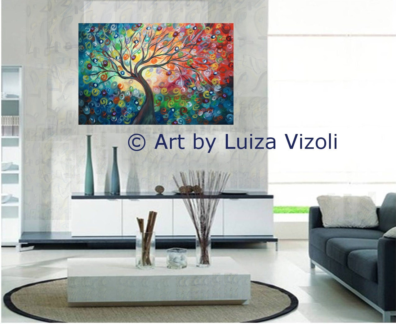 Original Abstract Painting Tree of Life Acrylic Landscape Large Canvas