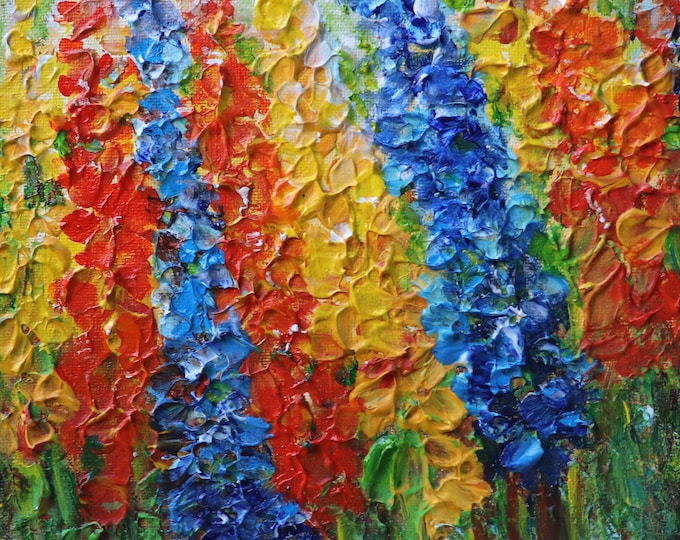 Bright Garden Wall Art, Colorful Flower Painting