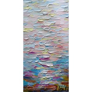 Textured Beach Painting: Pastel Colors, Modern Vertical Canvas Art