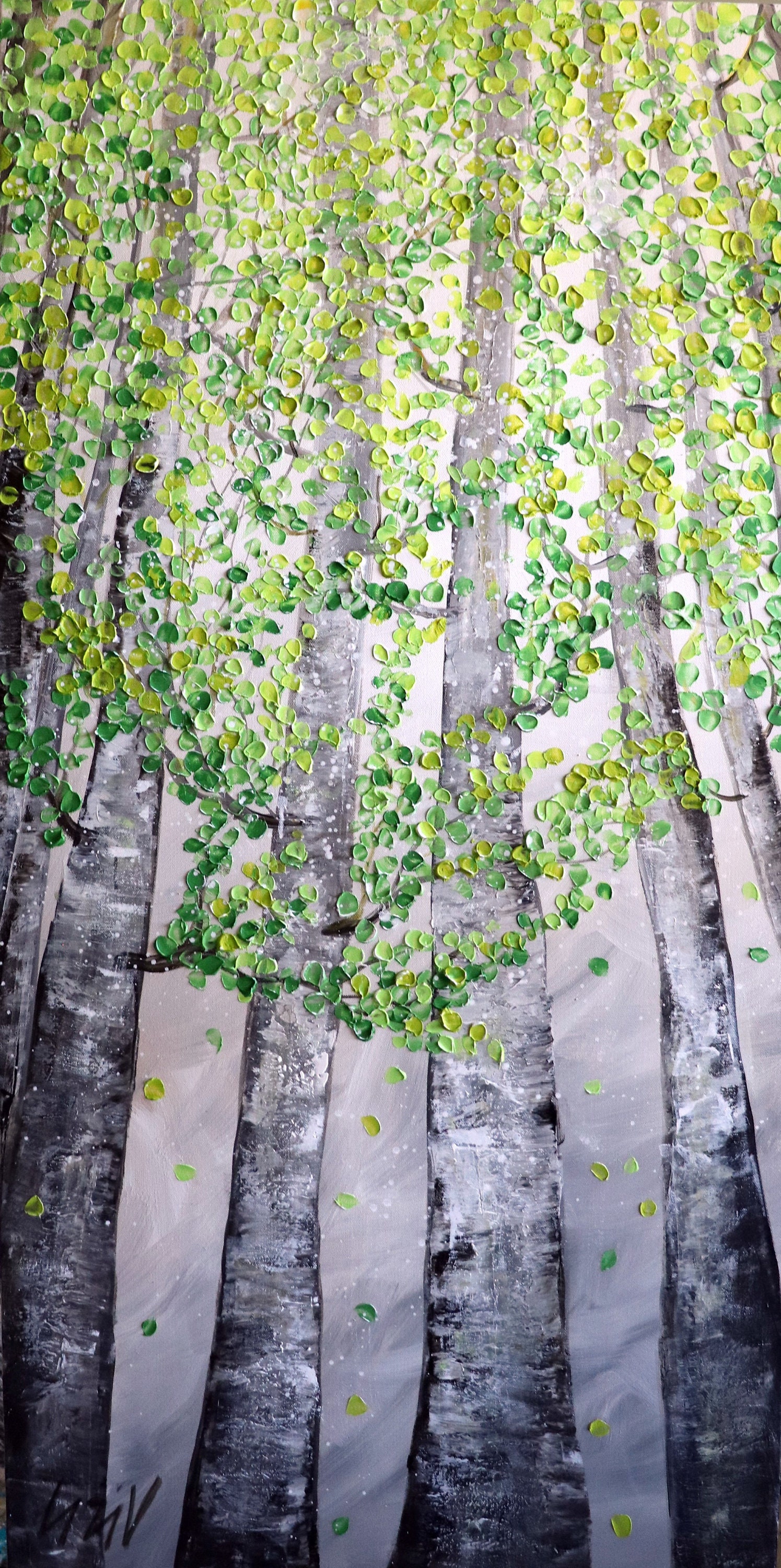 Original Impasto Landscape Aspen Painting on Canvas