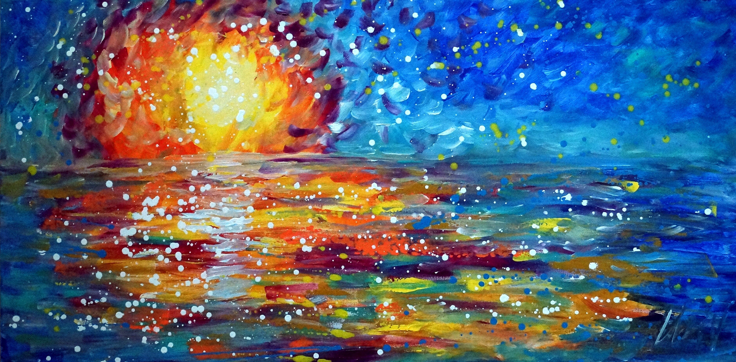 Sunset palette knife painting : r/oilpainting