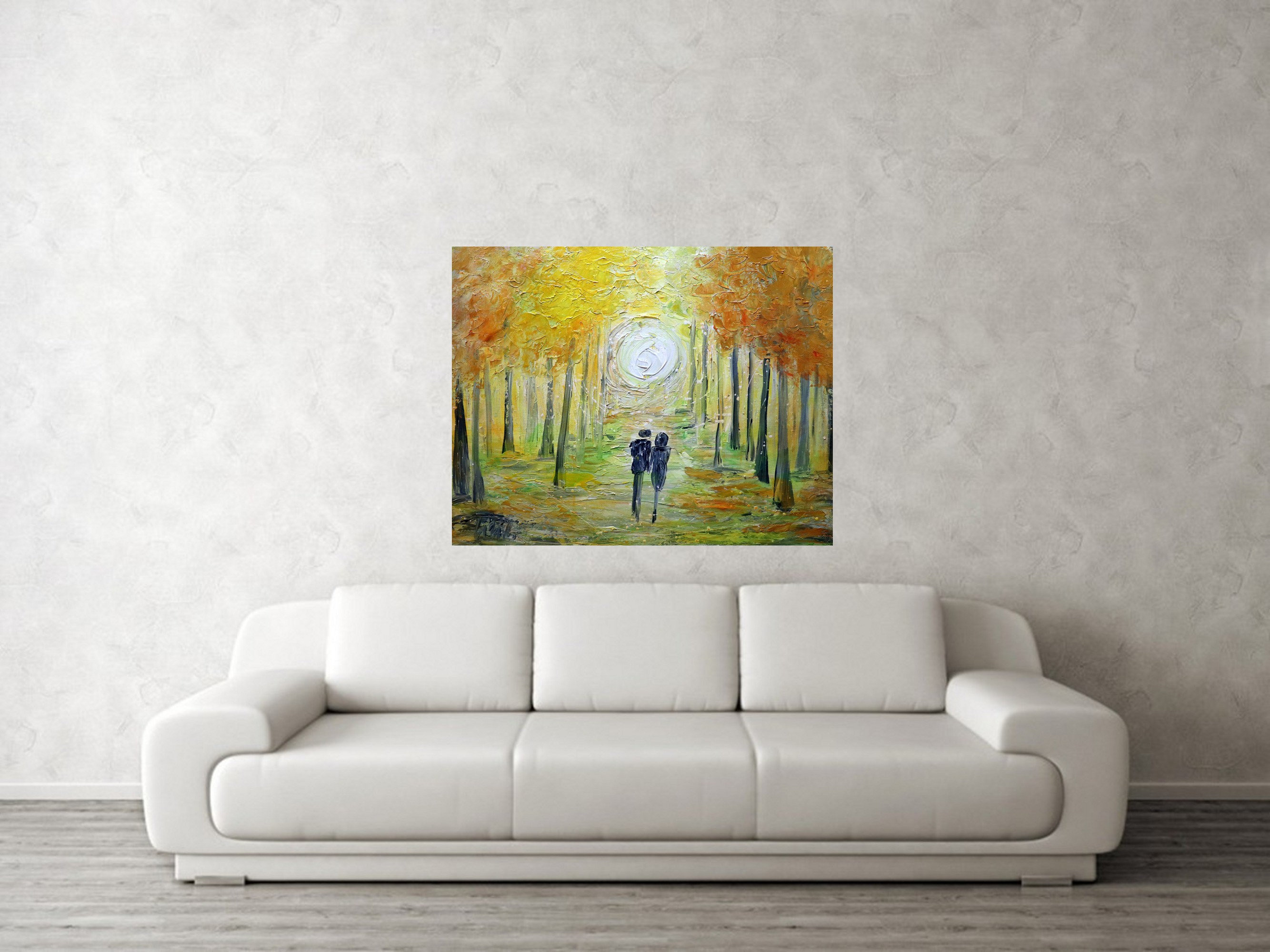Romantic Wall Art Couple painting on canvas, Couple in Love Fall