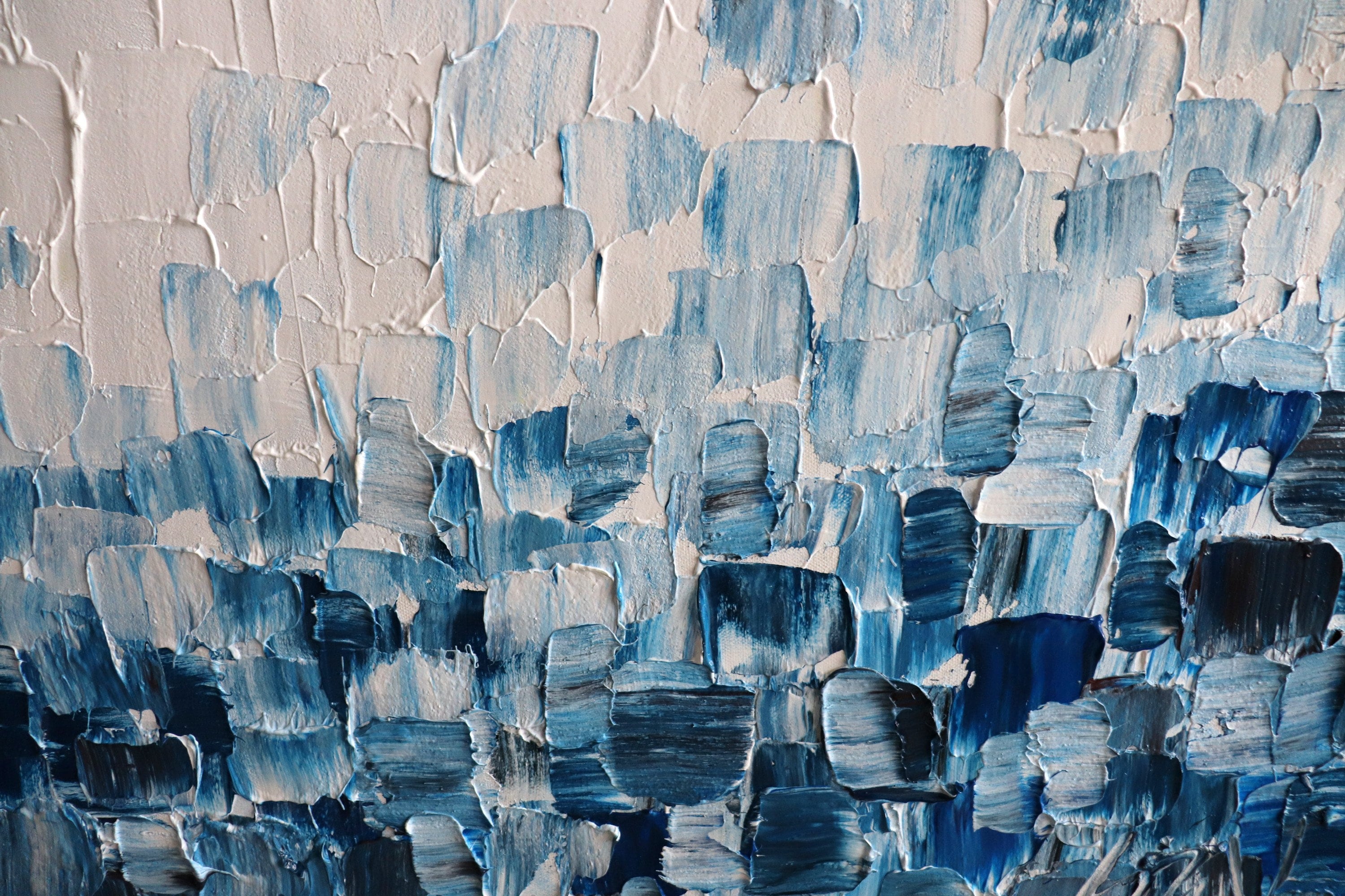 Navy Blue White Abstract Painting The WAVES Large ORIGINAL Artwork