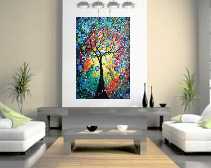 Journey Through Seasons 60x36 Large Painting Circle of Life XXL Canvas Tree of Life