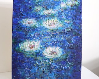 Moonlight on the Pond 11x14 Original Water Lily Painting