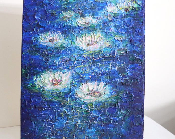 Moonlight on the Pond 11x14 Original Water Lily Painting