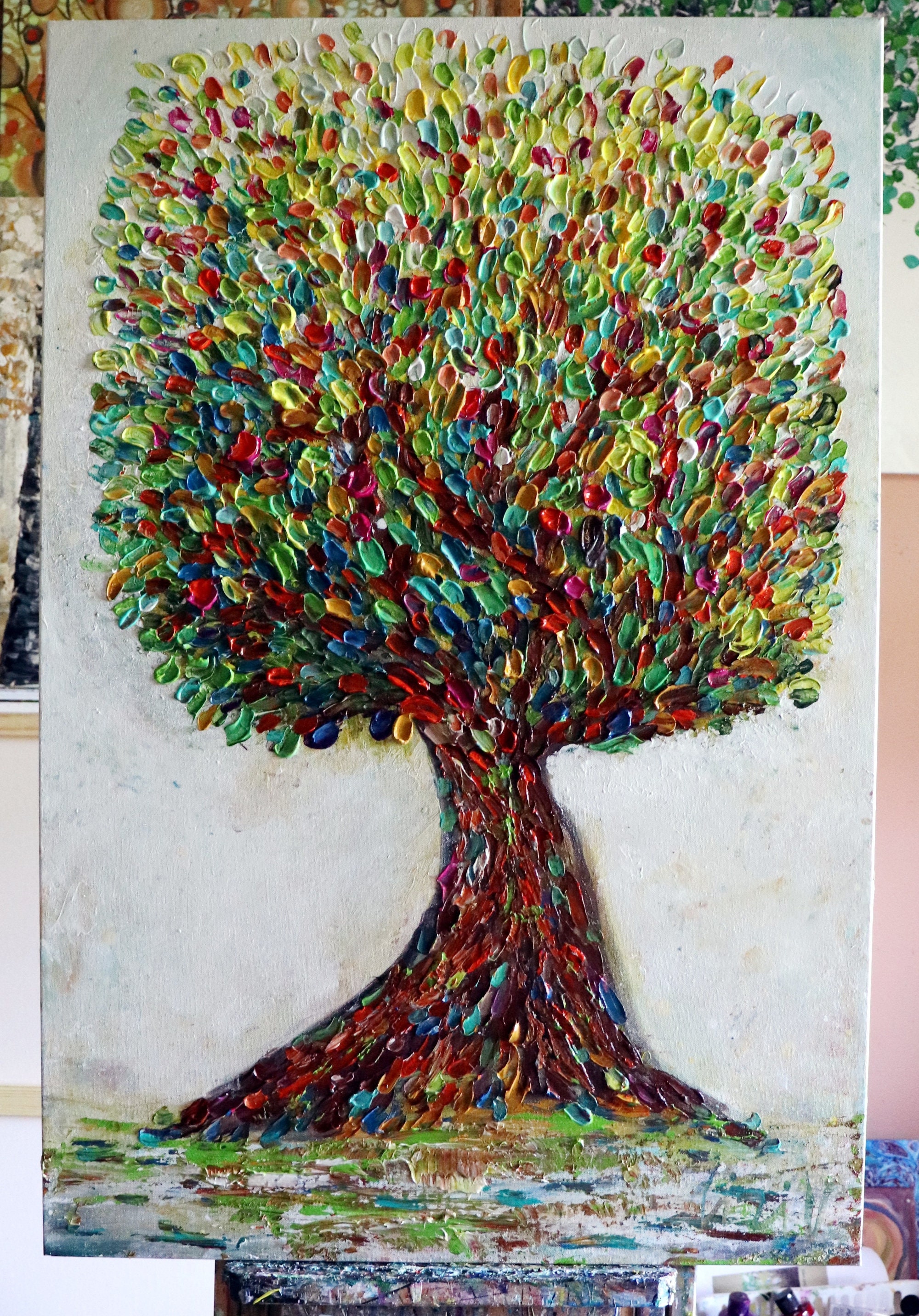 Apple Tree Oil on Canvas Tree of Life Abundance ORIGINAL PAINTING