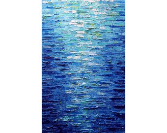 Custom painting BLUE SKY Large Vertical Canvas Impasto Textured Artwork