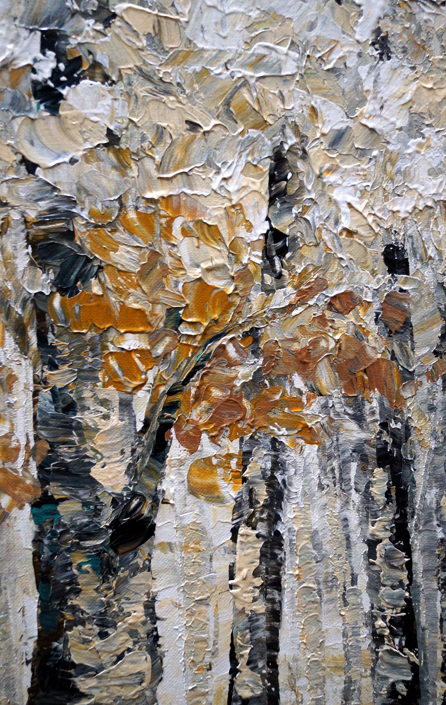 Fall Birch Trees Extra Large Canvas Original Oil Painting on Canvas Art by  Luiza Vizoli 60x36, 48x24