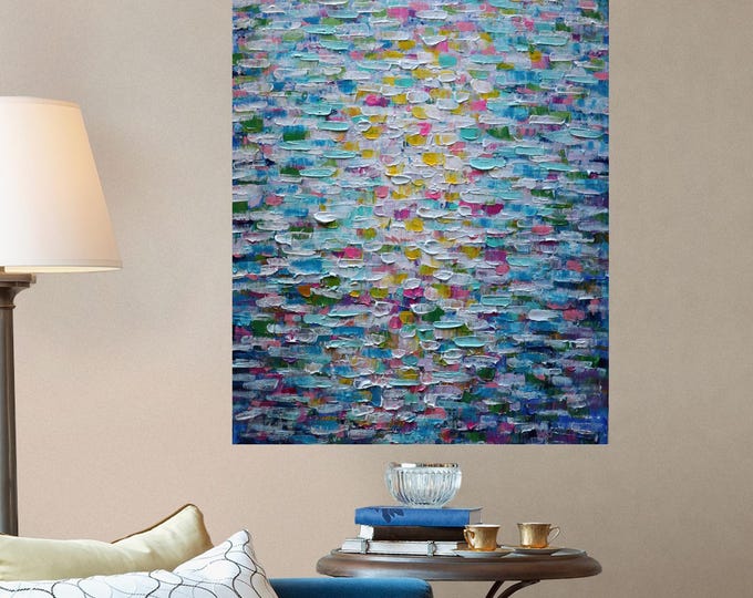 Spring Vibes Abstract Acrylic Painting 16x20 Textured Colorful Art Signed COA