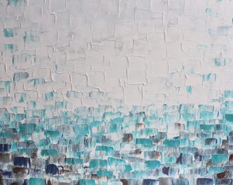 Ocean Reflections Painting, Original Coastal Wall Art 36x24