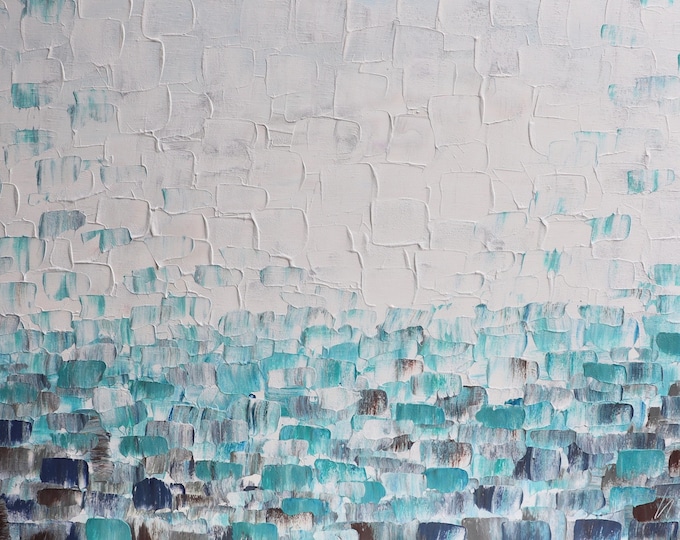 Ocean Reflections Painting, Original Coastal Wall Art 36x24